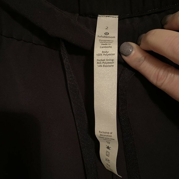 Lululemon Black Elastic Waist Ankle Pants Size 2 D - Picture 5 of 6